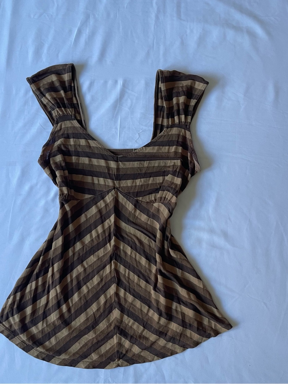 BeMaternity Brown Striped Scoop Neck Tank Top
